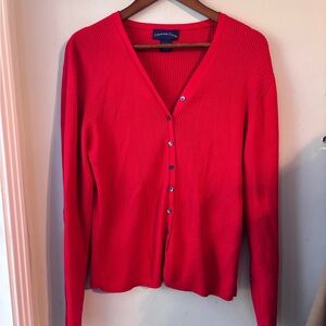 Charter Club Cherry Red Cardigan Sweater Large